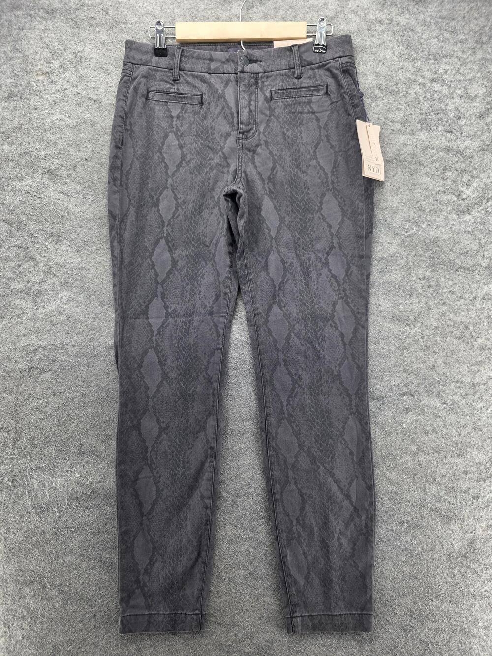 NYDJ Jeans Womens 8 Gray Ami Skinny Mid Rise Slim Animal Print 30.5 Inseam